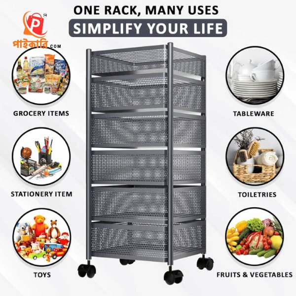 6 Layer Square Shape Kitchen Rack